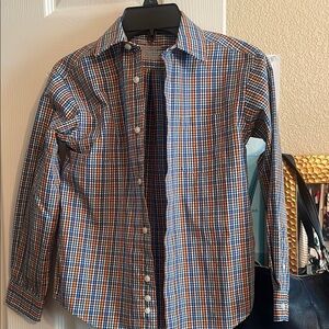 NWOT boys Plaid Button-Down Shirt - Blue & Orange